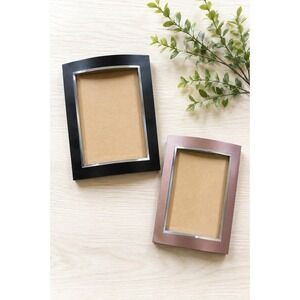 Burnes of Boston Curved Picture Frames Set Black Taupe Metallic‎ 4x6 Academia